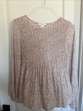 URBAN Romantics Dusty Rose Floral Smocked Blouse